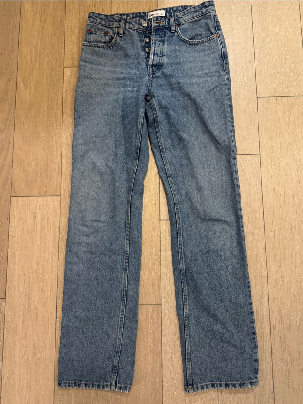 Zara Straight-Leg Jeans in Light Blue Wash